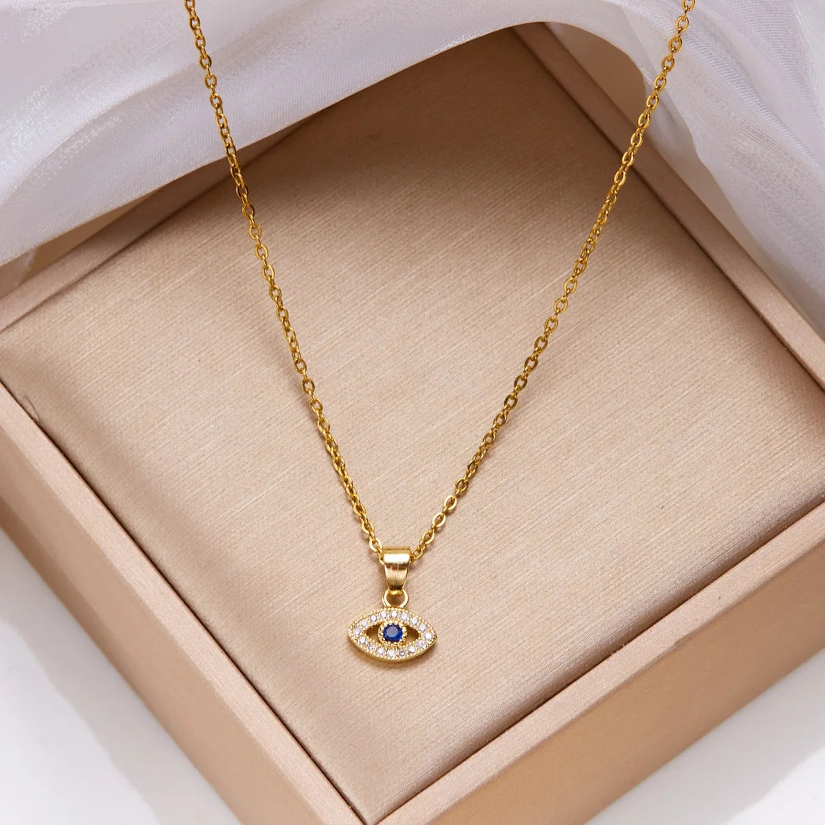 Stainless Steel Blue Evil Eye Necklace