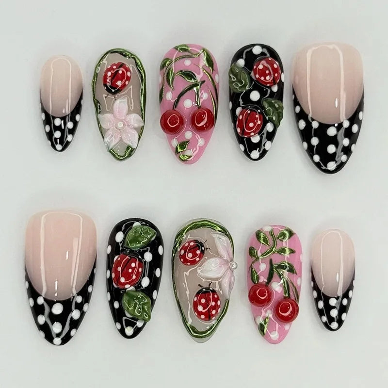 24PCS Medium Almond Press On Nails