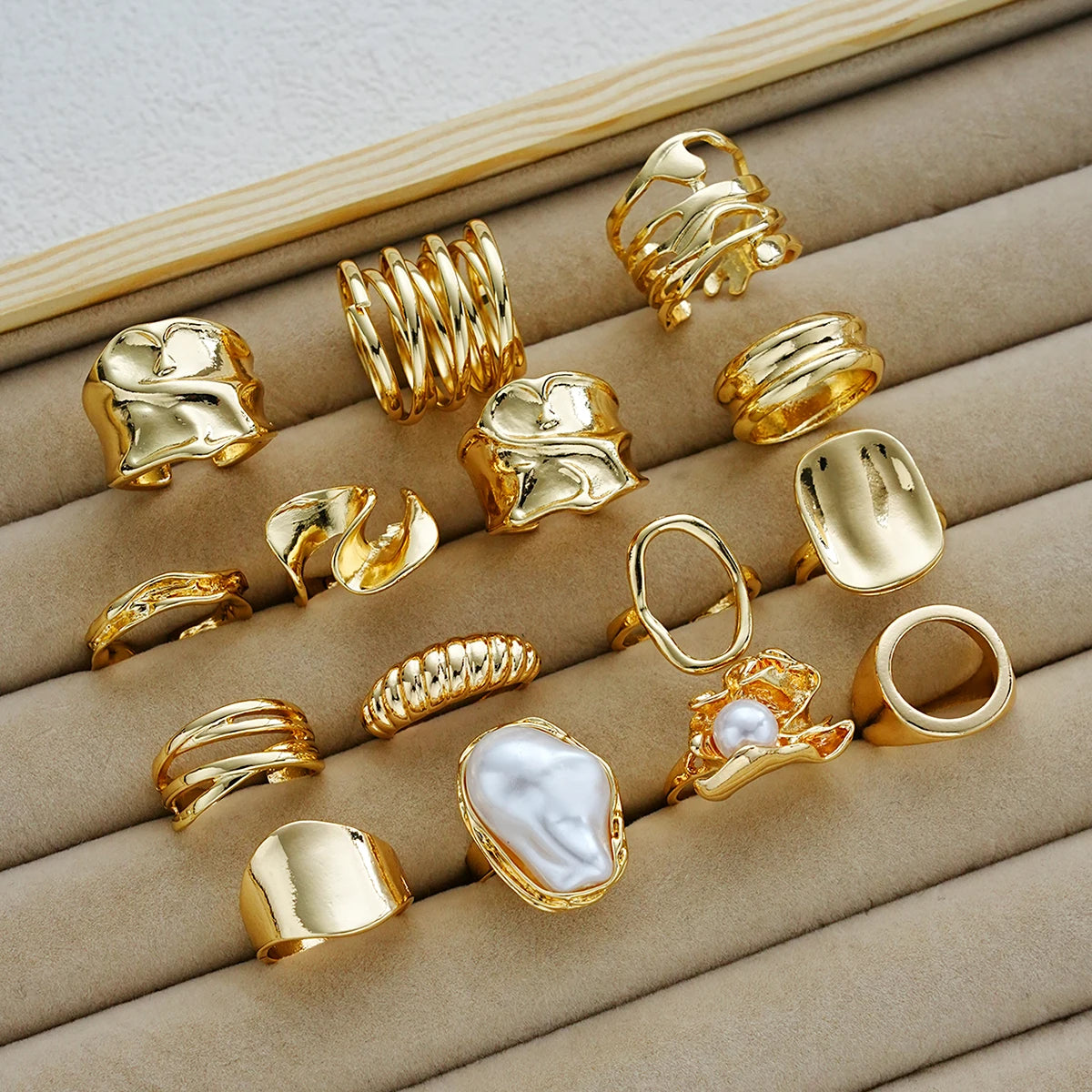 Stackable Gold Plated Ring Set