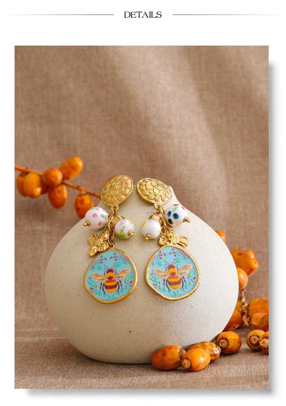 Flower Honeybee Drop Earrings