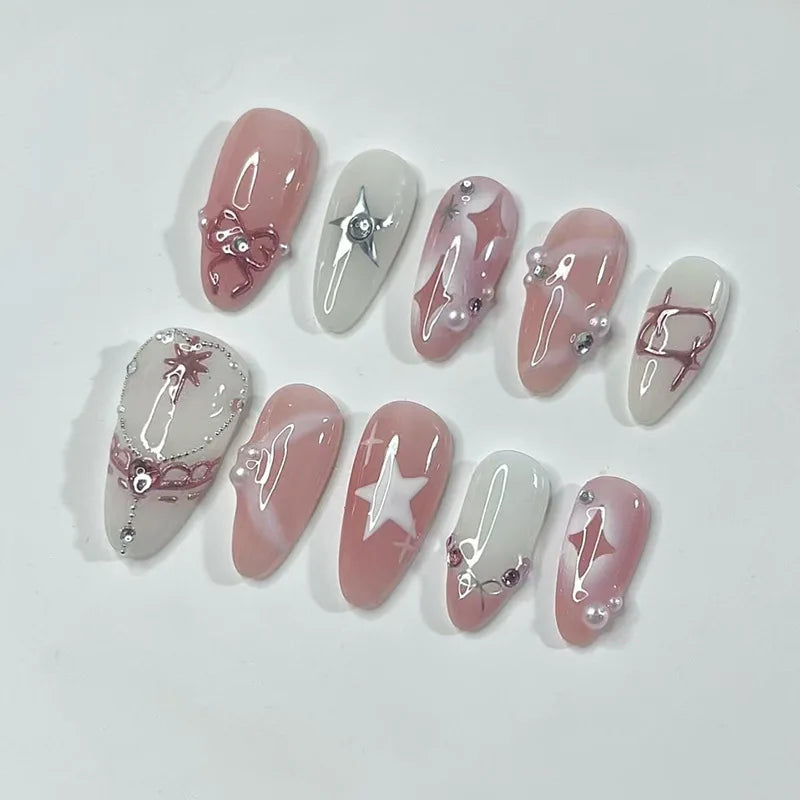 24PCS Medium Almond Press On Nails