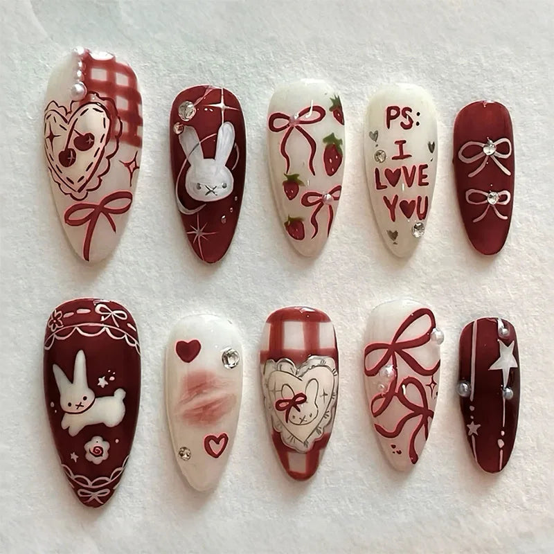 24PCS Medium Almond Press On Nails