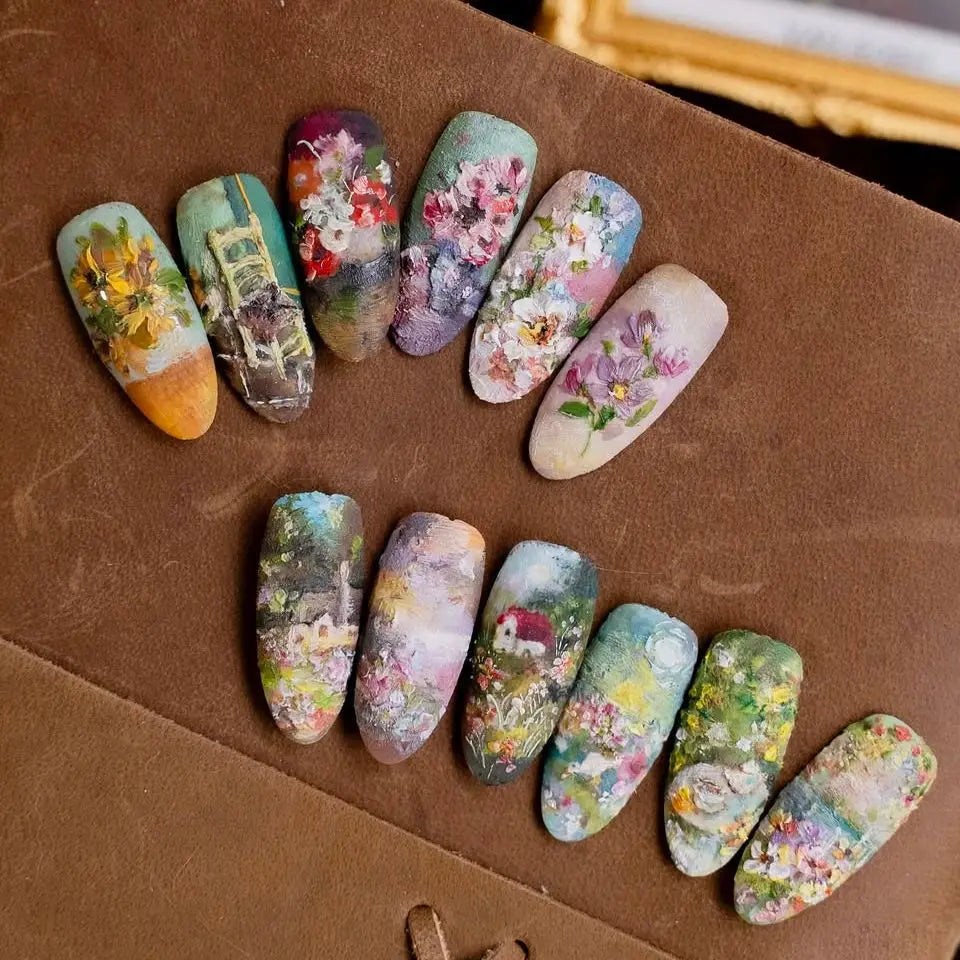 24PCS Medium Almond Press On Nails