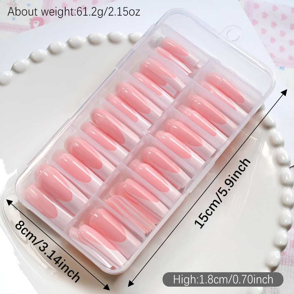 120Pcs Matte or Glossy Pink French Press On Nails