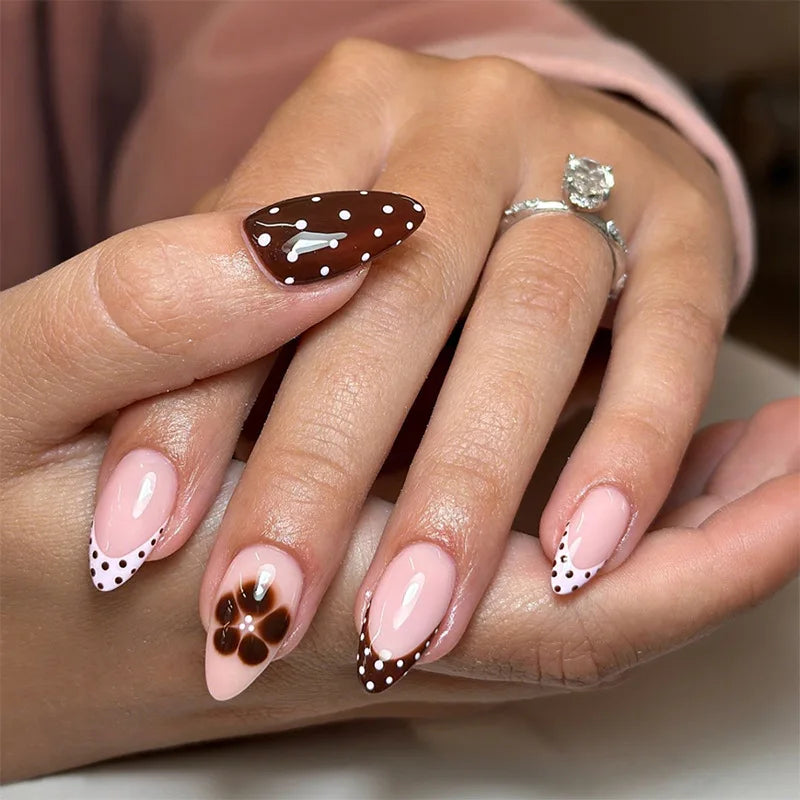 24PCS Medium Almond Press On Nails