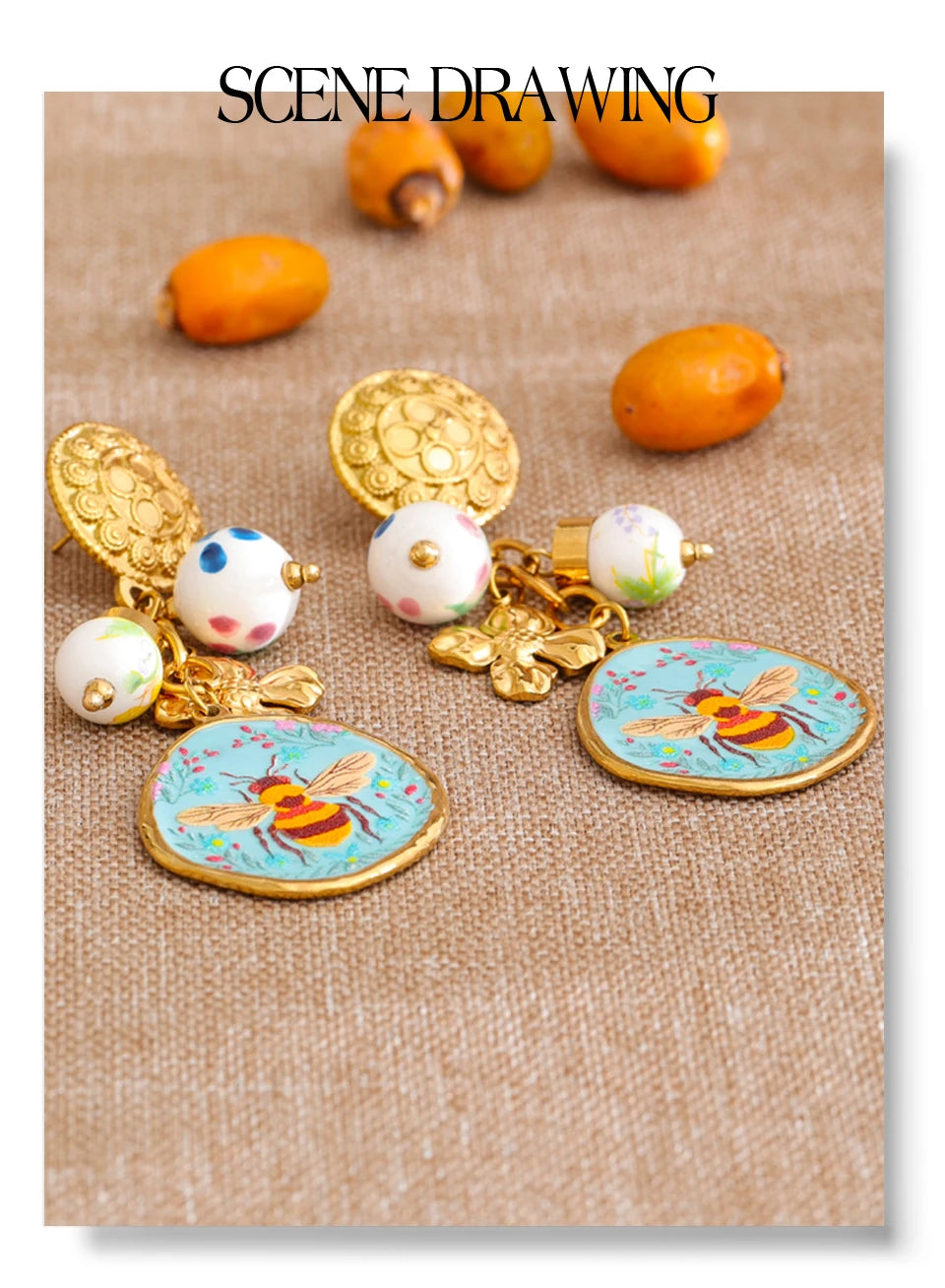 Flower Honeybee Drop Earrings