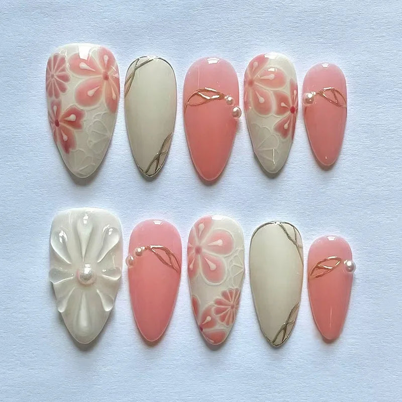 24PCS Medium Almond Press On Nails
