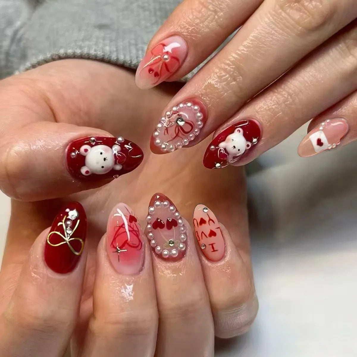 24PCS Medium Almond Press On Nails