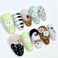 10 Pieces of Playful Cartoon Retro Button-Style Press-On Nails