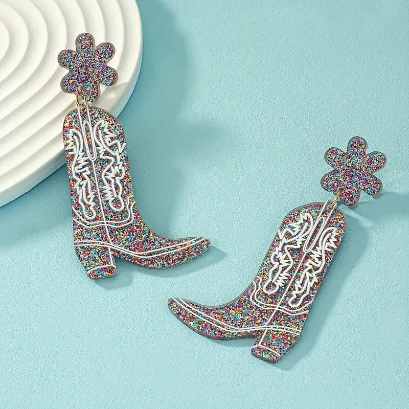Cowgirl Boots Dangle Earrings