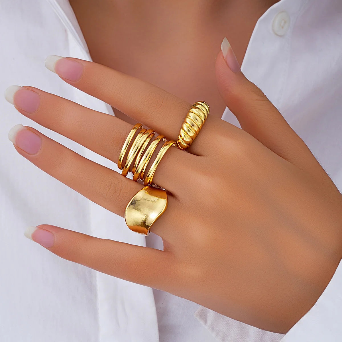 Stackable Gold Plated Ring Set