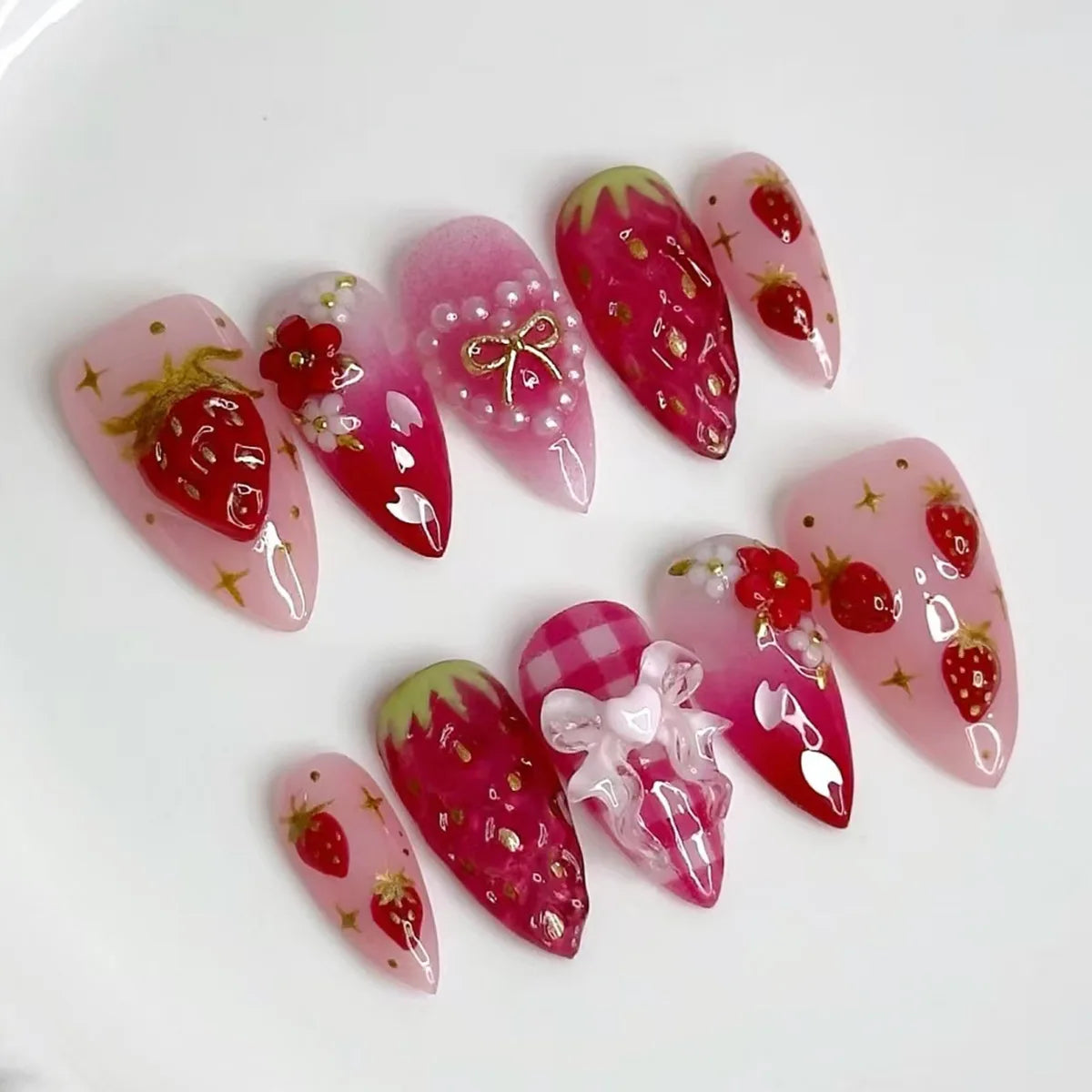24PCS Medium Almond Press On Nails