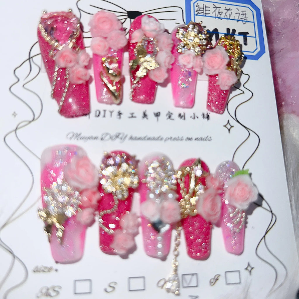 Pink Ombre Press On Nails Full Set 24pcs