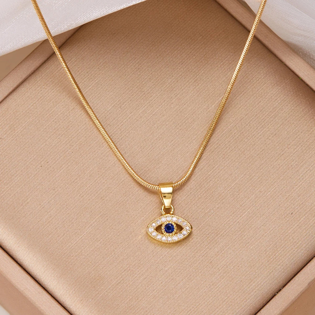 Stainless Steel Blue Evil Eye Necklace