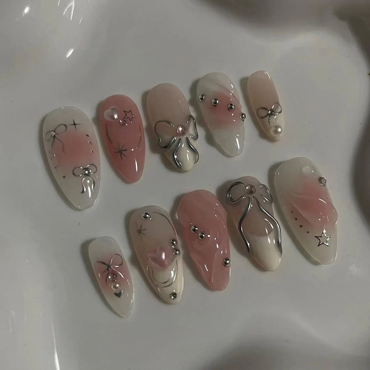 24PCS Medium Almond Press On Nails