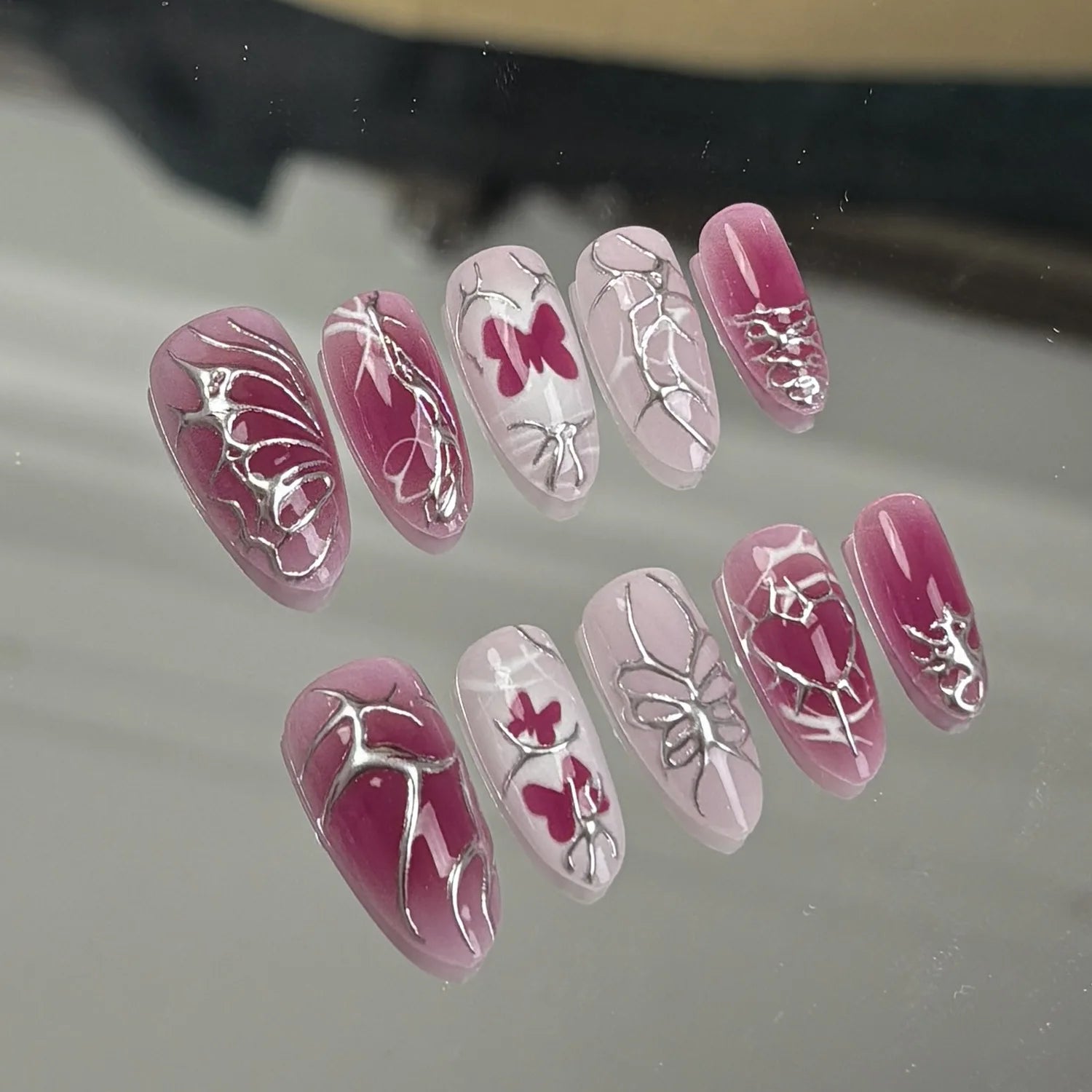 24PCS Medium Almond Press On Nails