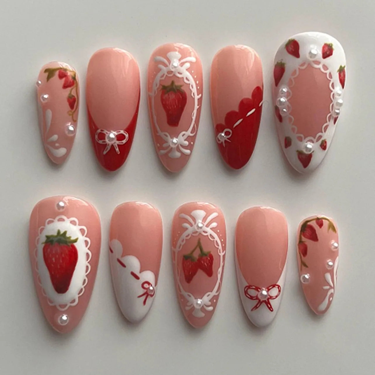 24PCS Medium Almond Press On Nails