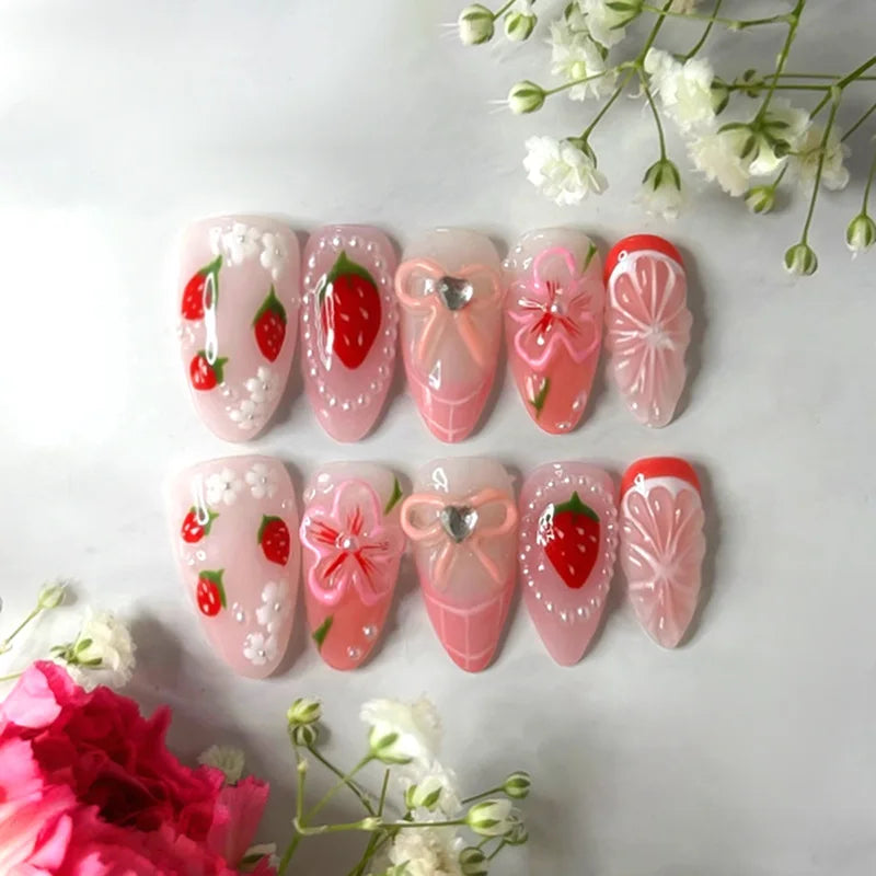 24PCS Medium Almond Press On Nails