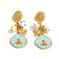 Flower Honeybee Drop Earrings