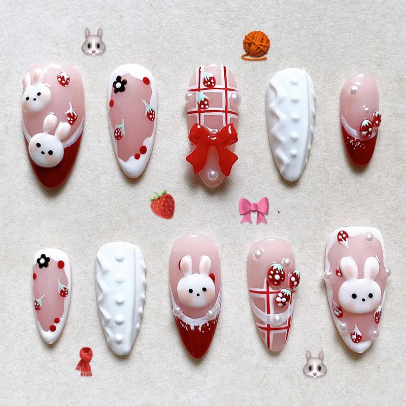 24PCS Medium Almond Press On Nails