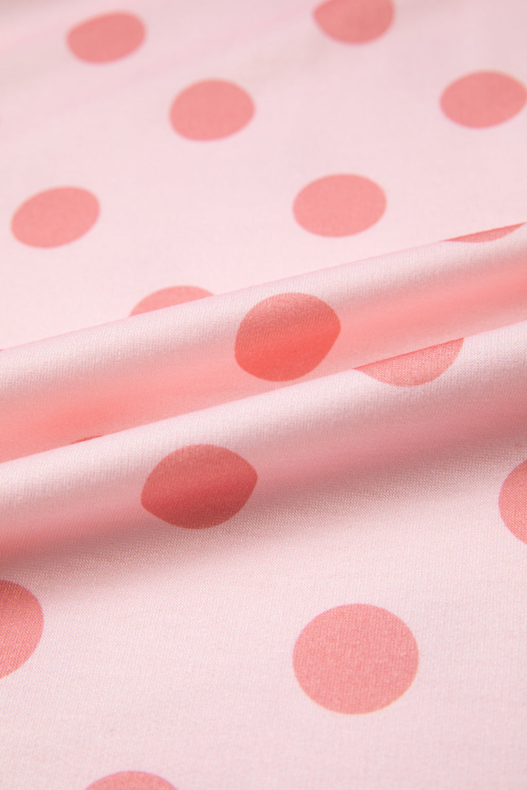Pink Color Block Trim Polka Dot Casual Tee