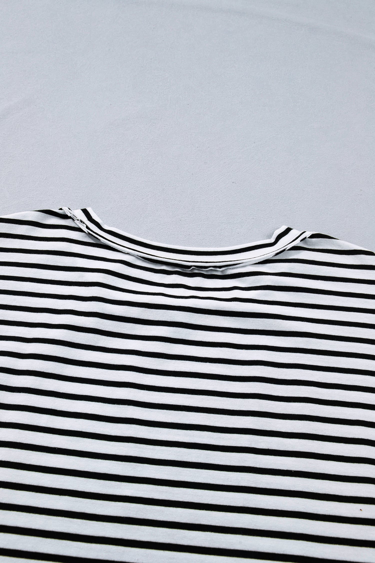 Black Stripe Plus Size Striped Short Sleeve Top with Floral Puff Sleeves
