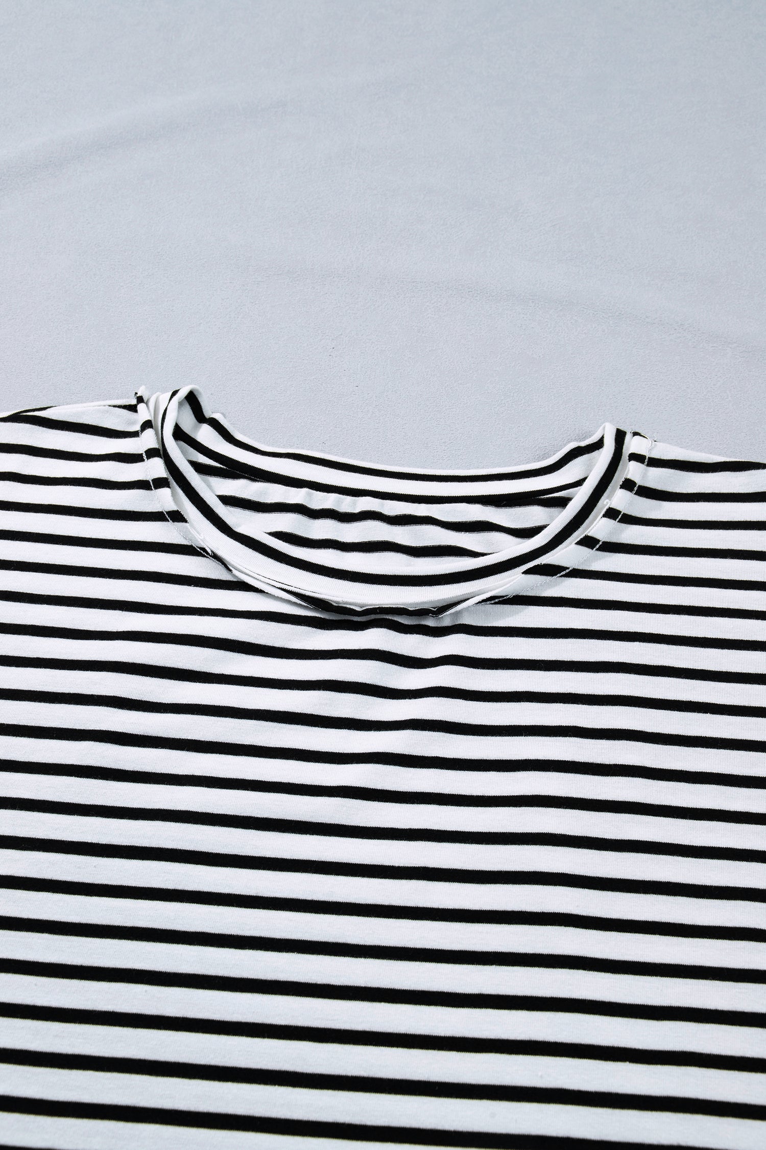 Black Stripe Plus Size Striped Short Sleeve Top with Floral Puff Sleeves