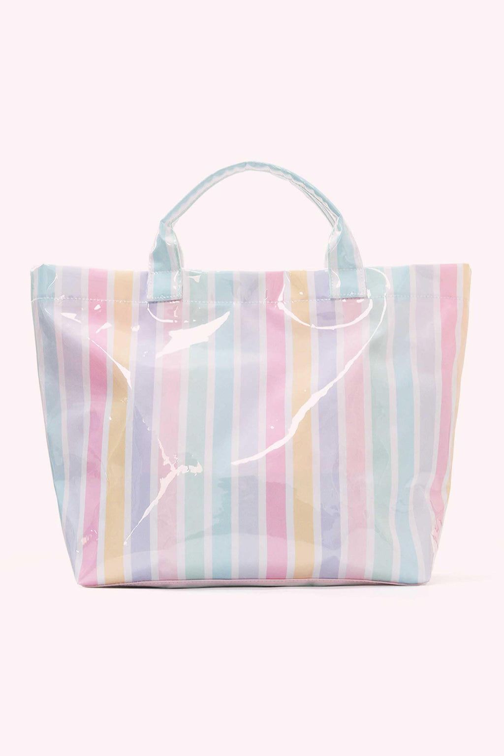 Rainbow Glossy Striped Vinyl Large Tote Bag