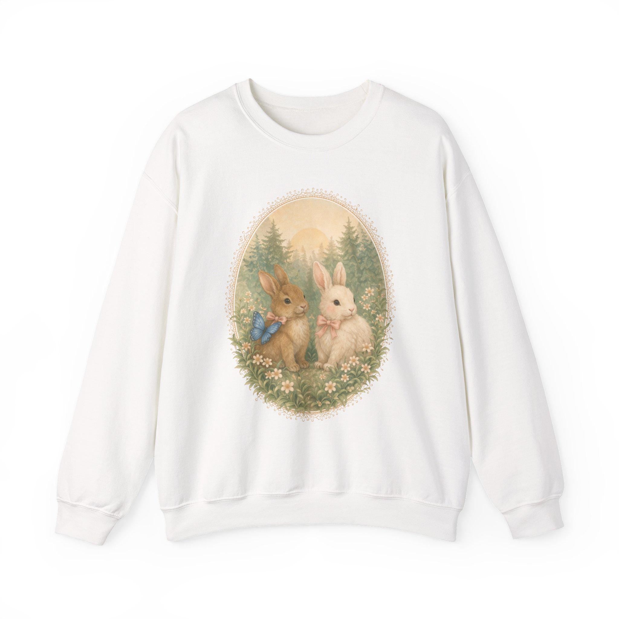 Coquette Bunny Sweatshirt | Vintage Easter | Cottagecore Crewneck | Spring Sweatshirt | Whimsical Forest Animal | Oversized | Gildan