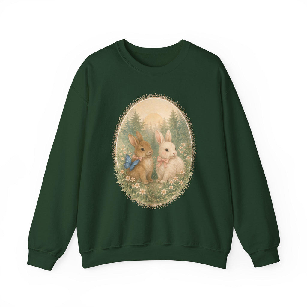 Coquette Bunny Sweatshirt | Vintage Easter | Cottagecore Crewneck | Spring Sweatshirt | Whimsical Forest Animal | Oversized | Gildan