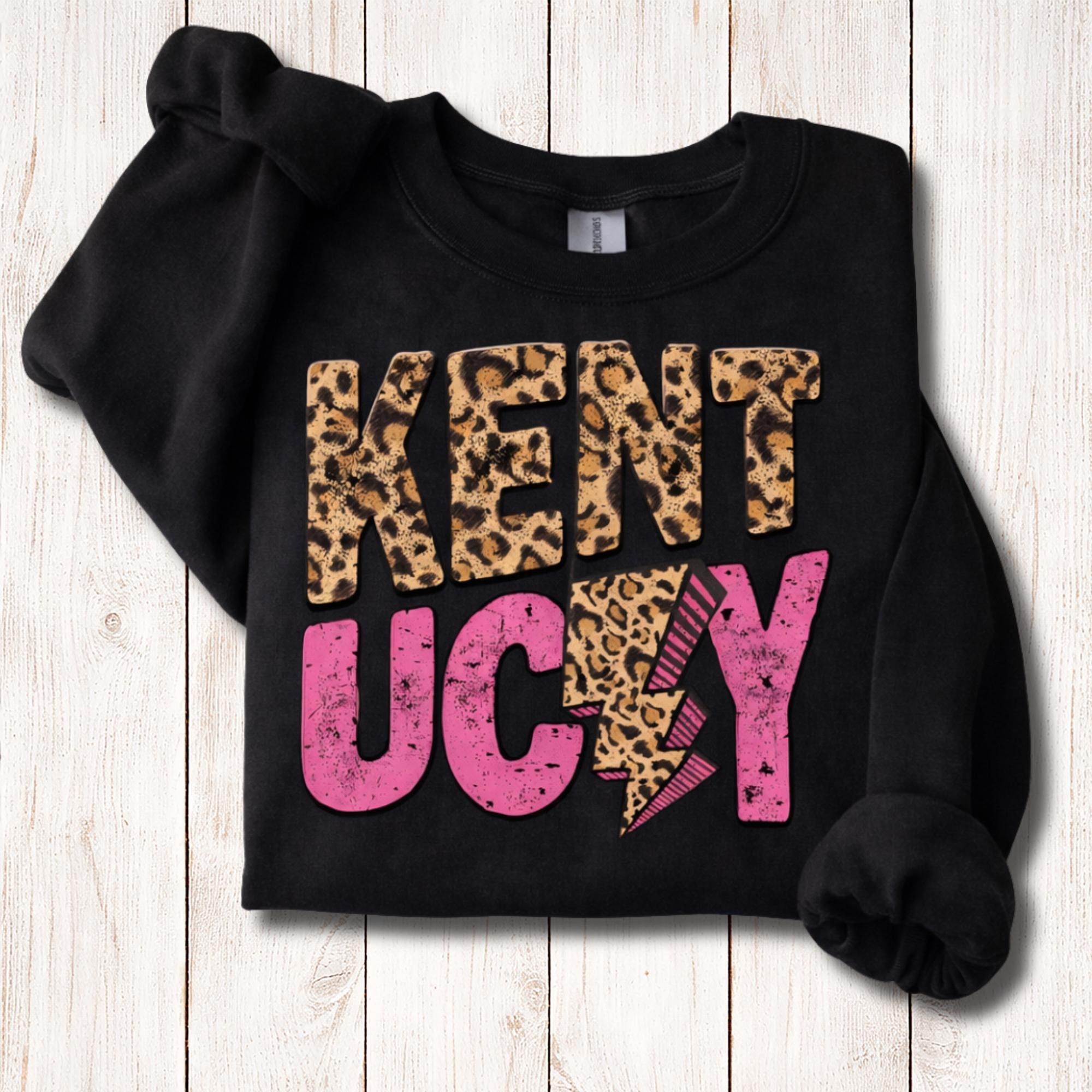 Kentucky Leopard Sweatshirt | Pink Retro KY State Crewneck | Western Aesthetic Graphic Hoodie | Kentucky State Gift for Her | Gildan