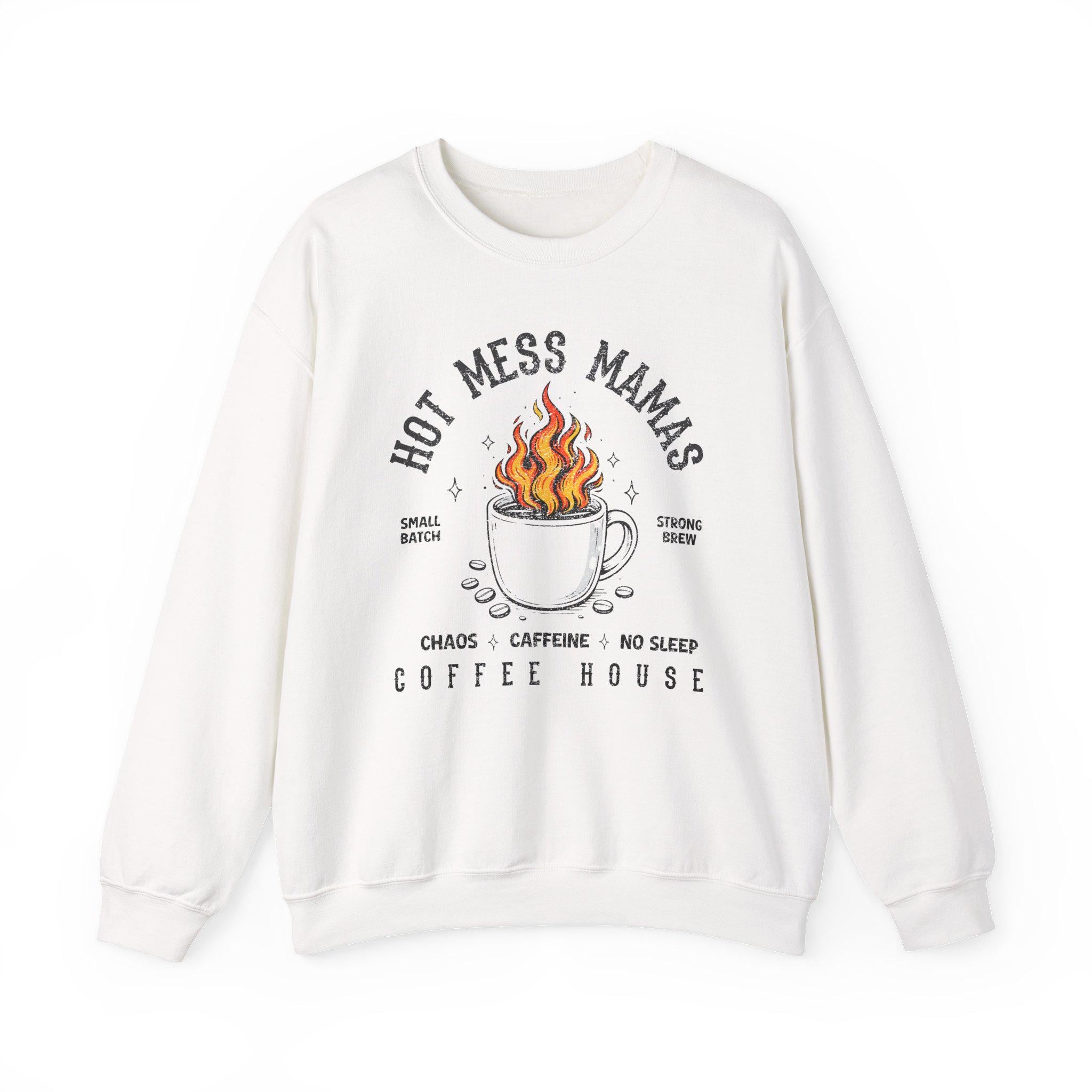 Hot Mess Mama Coffee House Sweatshirt | Mom Crewneck | Retro | Coffee Lover Gift | Alt Mama Graphic Pullover | Motherhood Shirt