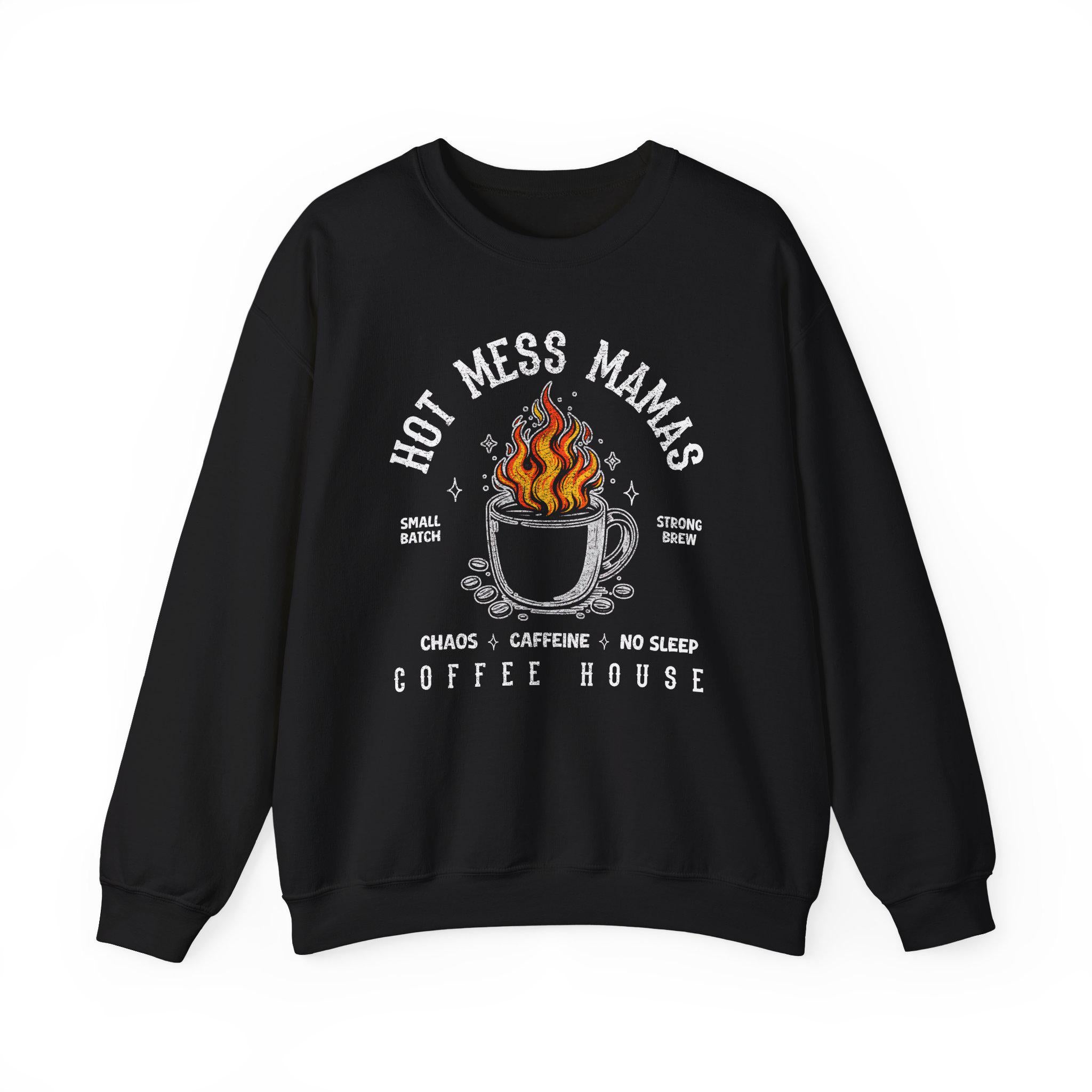 Hot Mess Mama Coffee House Sweatshirt | Mom Crewneck | Retro | Coffee Lover Gift | Alt Mama Graphic Pullover | Motherhood Shirt