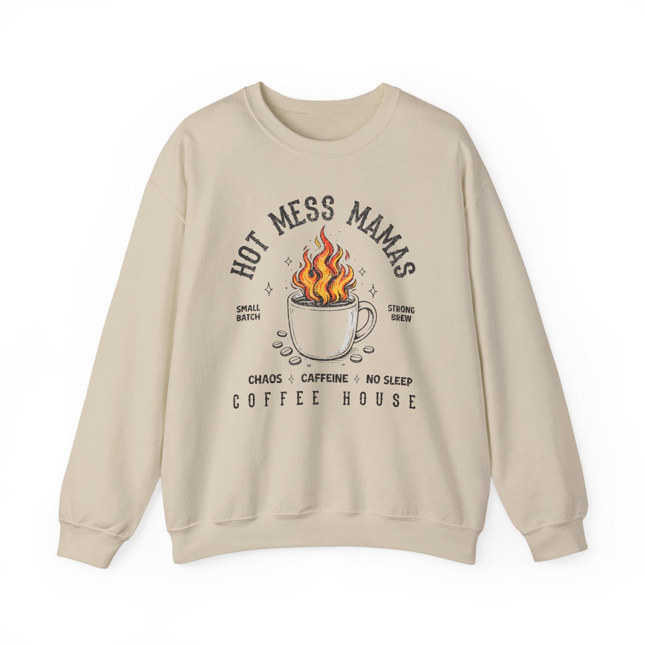 Hot Mess Mama Coffee House Sweatshirt | Mom Crewneck | Retro | Coffee Lover Gift | Alt Mama Graphic Pullover | Motherhood Shirt